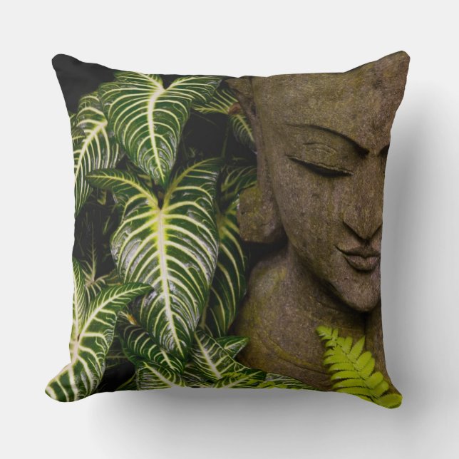 Statue in a Garden Location Information: Chiang Ma Throw Pillow (Front)