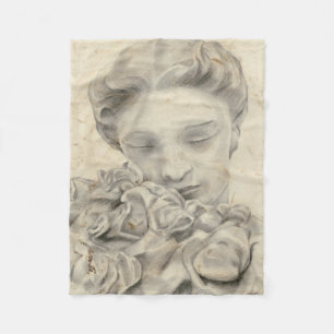Statue in the Garden I Fleece Blanket
