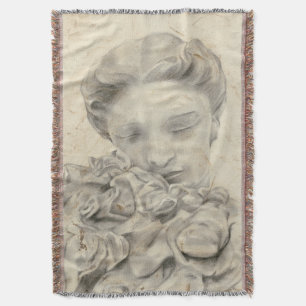 Statue in the Garden I Throw Blanket