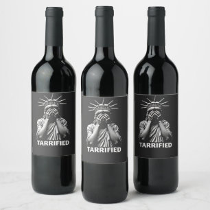 Statue Liberty New York America Tarrified  Wine Label