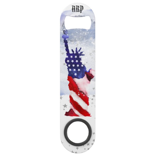 *~* Statue Liberty Red White Blue Veteran Military Bar Key (Back)