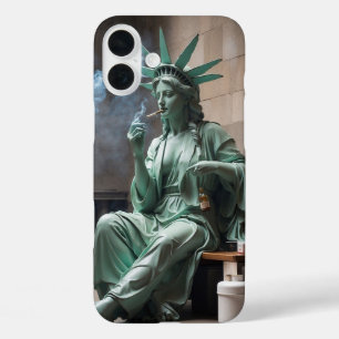 Statue Liberty Smoking Cigarette Rebel Art Gift iPhone 16 Plus Case