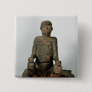 Statue of a seated man, Mbembe, Nigeria 2 Inch Square Button