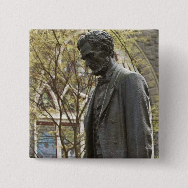 Statue of Abraham Lincoln, Portland, Oregon 2 Inch Square Button (Front)