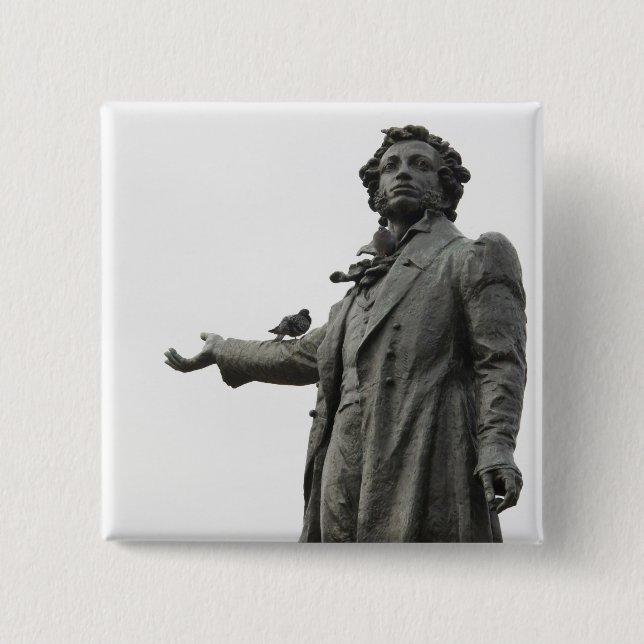 Statue of Alexander Pushkin, Saint Petersburg 2 Inch Square Button (Front)