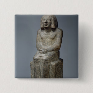 Statue of Ankh, Priest of Horus, Early Dynastic Pe 2 Inch Square Button