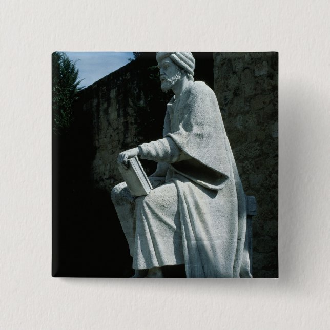 Statue of Averroes 2 Inch Square Button (Front)