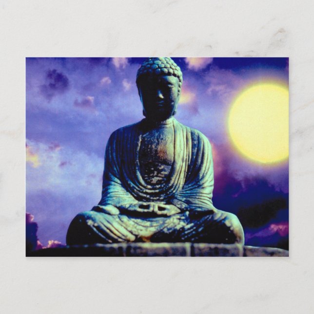 Statue of Buddha with sun Postcard (Front)
