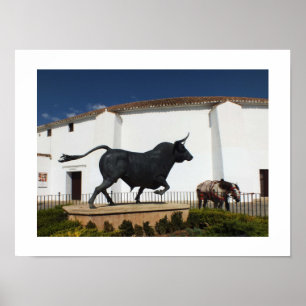 Statue of bull and Spanish horse Poster