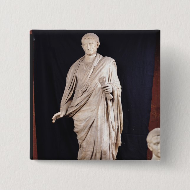 Statue of Caesar Augustus 2 Inch Square Button (Front)