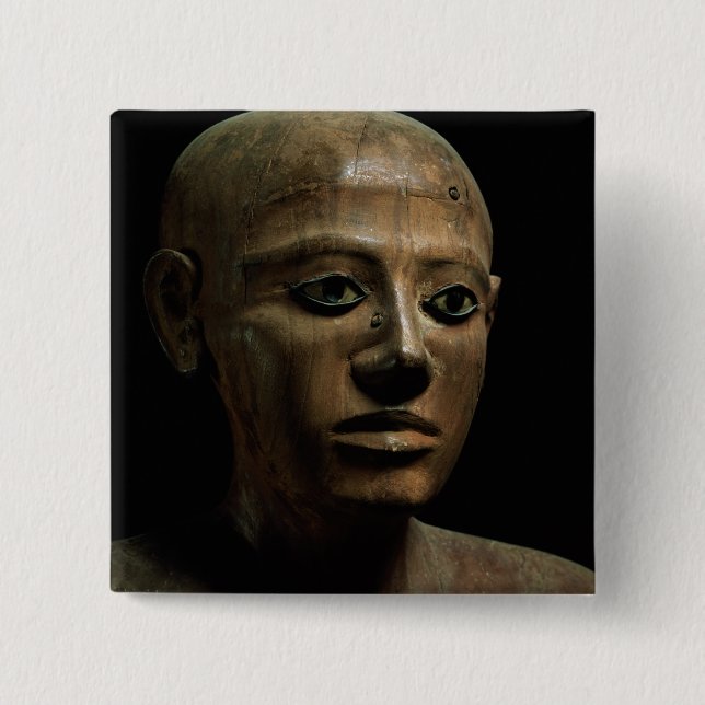Statue of Chancellor Nakhti, from Asyut, early Mid 2 Inch Square Button (Front)