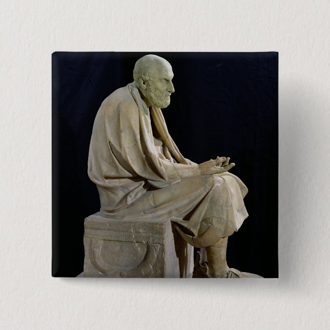 Statue of Chrysippus  the Greek philosopher 2 Inch Square Button (Front)