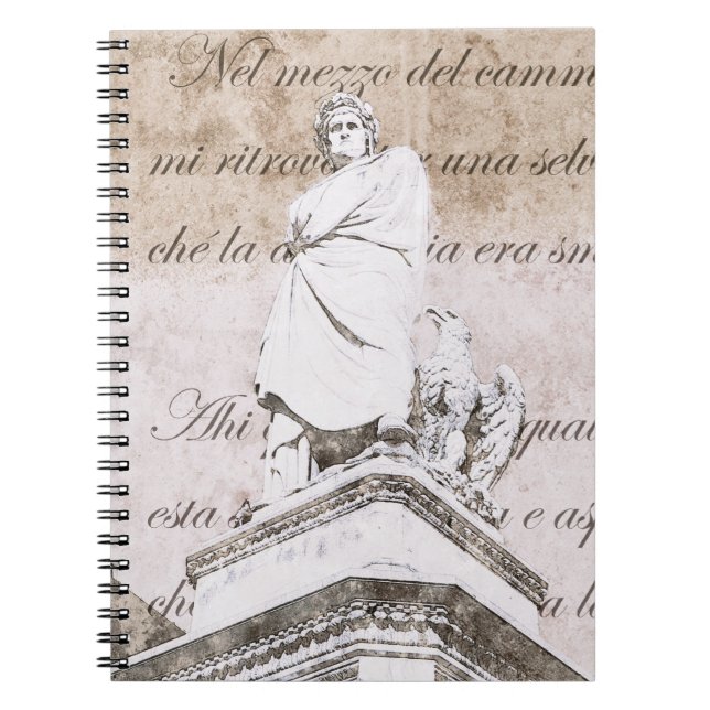 Statue of dante Allighieri with the Divine Comedy Notebook (Front)