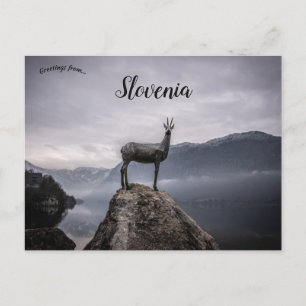 Statue of Goldhhorn Lake Bohinj Slovenia Postcard