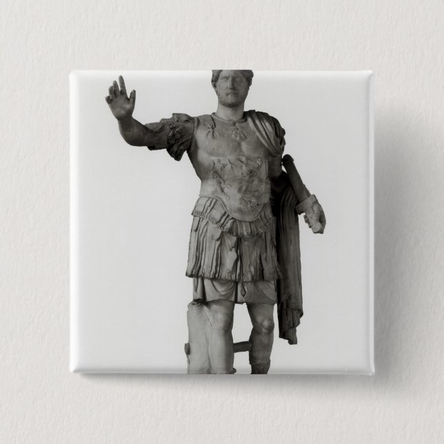 Statue of Hadrian  (marble 2 Inch Square Button (Front)