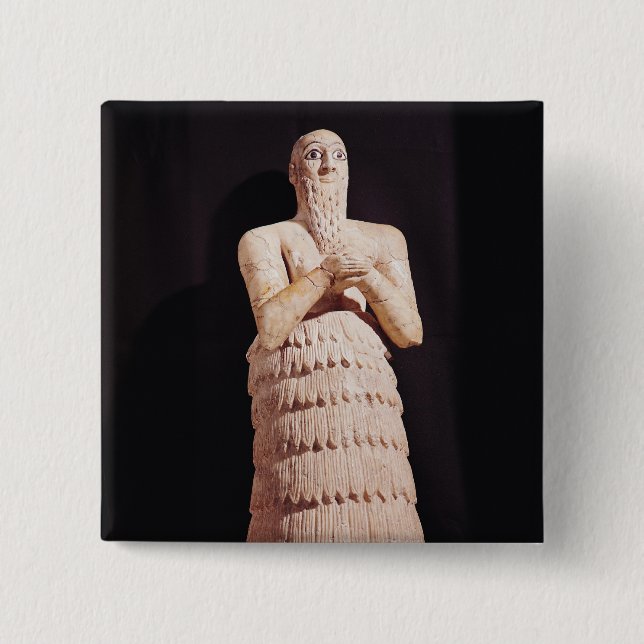 Statue of Itur-Shamagen, King of Mar 2 Inch Square Button (Front)