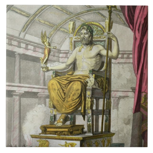 Statue of Jupiter in a Temple, from 'Costumi dei R Tile (Front)