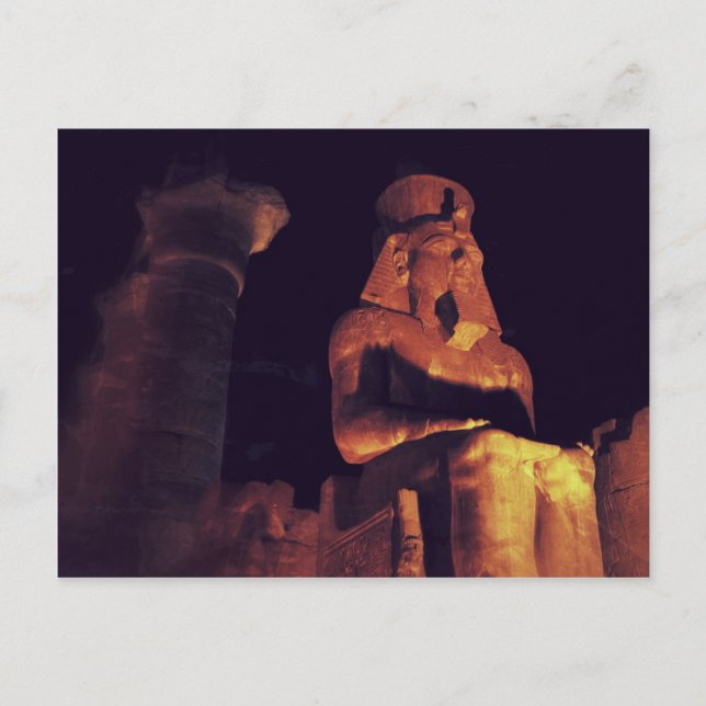Statue of king in Luxor Temple in Egypt by night Postcard (Front)