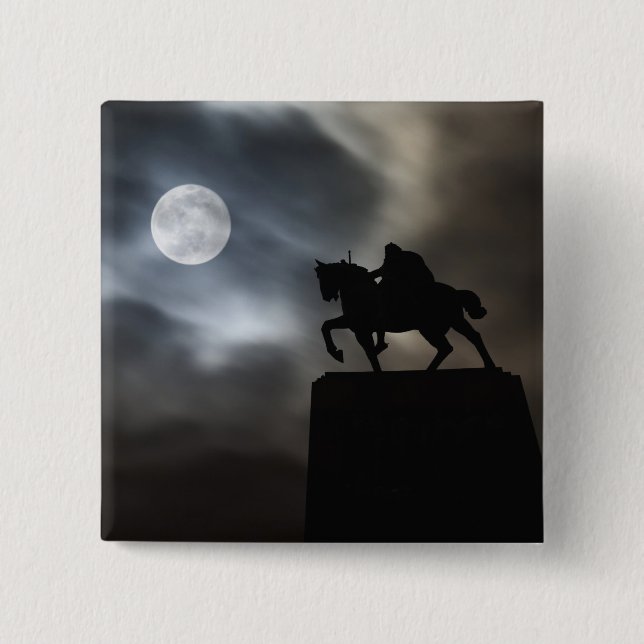 Statue of King Kralja Tomislava silhouetted 2 Inch Square Button (Front)