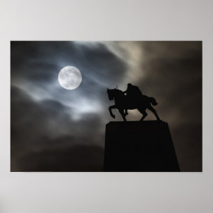 Statue of King Kralja Tomislava silhouetted Poster