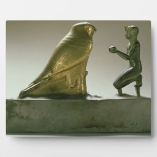 Statue of King Taharqa worshipping the falcon-god Plaque