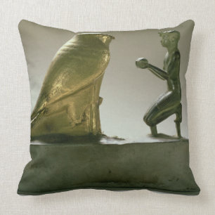 Statue of King Taharqa worshipping the falcon-god Throw Pillow