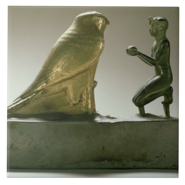 Statue of King Taharqa worshipping the falcon-god Tile (Front)