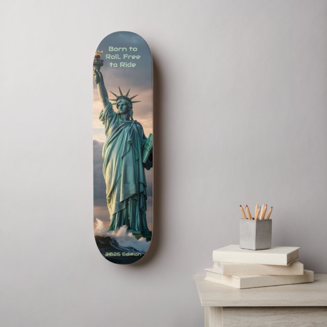 Statue of Liberty 1776–2026 Freedom Skate Art Skateboard (Wall Art)