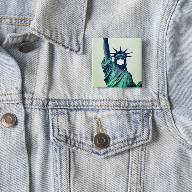 Statue of Liberty 2 Inch Square Button (In Situ)
