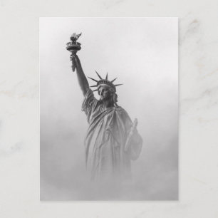 Statue of Liberty America Black and White Postcard