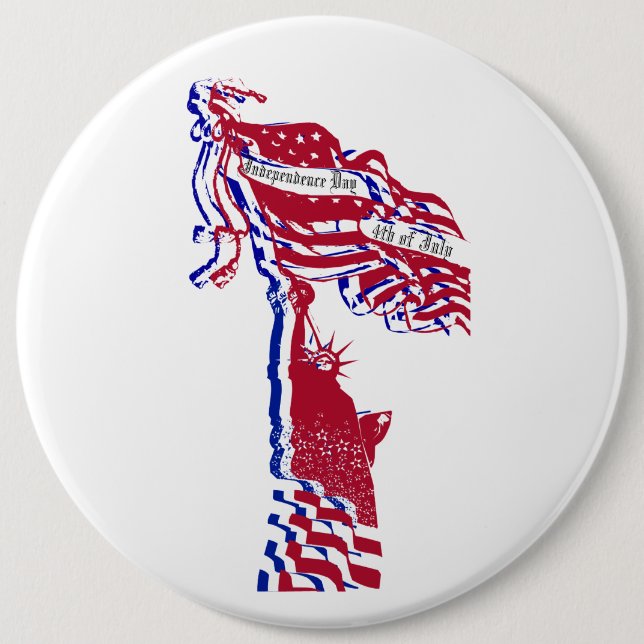 Statue of Liberty American Flag and Your Text 6 Inch Round Button (Front)