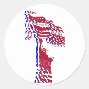 Statue of Liberty American Flag and Your Text Classic Round Sticker