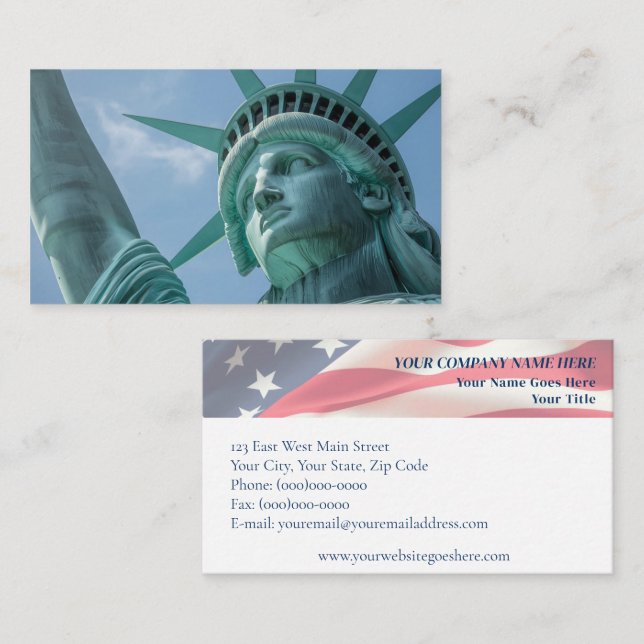Statue of Liberty & American Flag Business Card (Front/Back)
