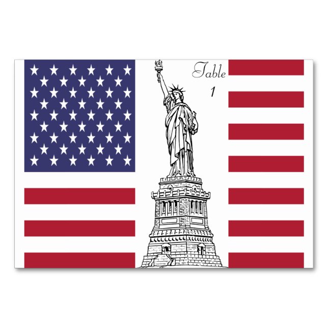 Statue of Liberty American Flag Table Card (Front)