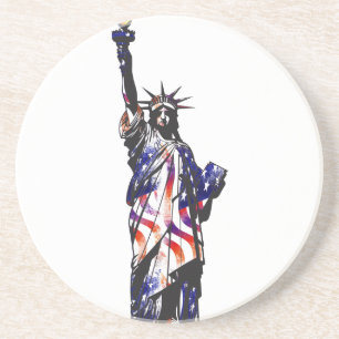 Statue Of Liberty American USA National Flag Indep Coaster
