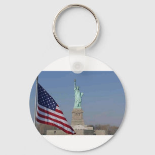 Statue of Liberty and American Flag Patriotic NYC Keychain