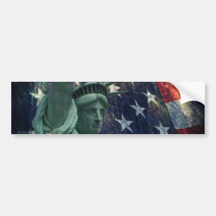 Statue of Liberty and Flag Bumper Sticker