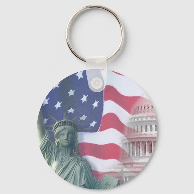 statue of liberty and flag keychain (Front)