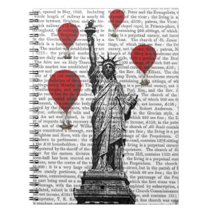 Statue Of Liberty and Red Hot Air Balloons Notebook