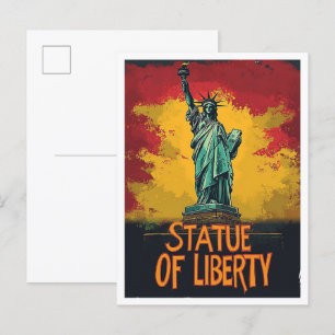 Statue of Liberty Art Vintage Illustration Travel Postcard