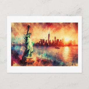 Statue of Liberty at Sunset,  Postcard