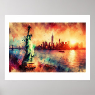 Statue of Liberty at Sunset,  Poster