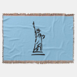 Statue of Liberty Blue Throw Blanket