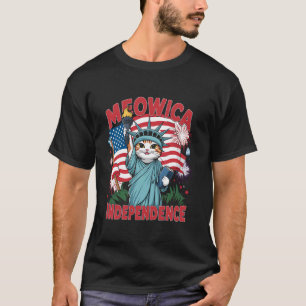 Statue of Liberty Cat Meowica Independence Day 4th T-Shirt