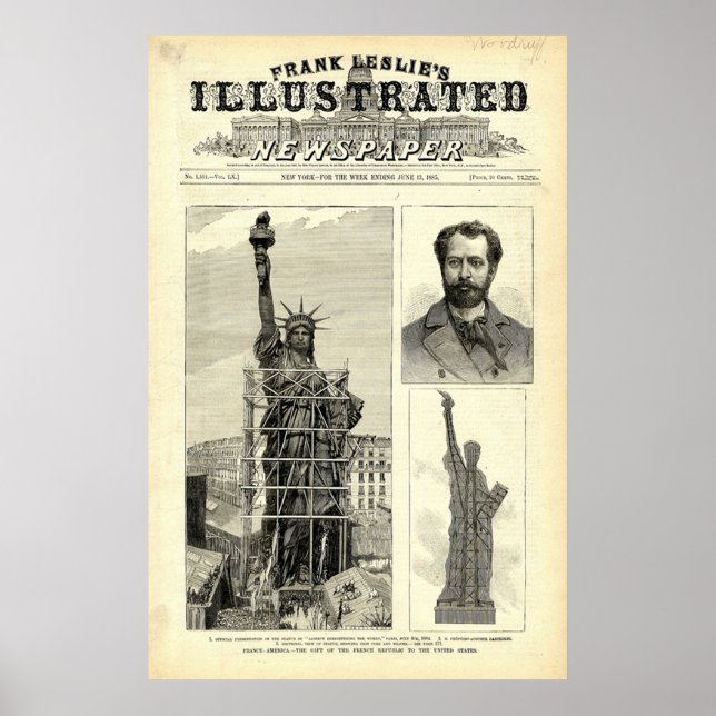 Statue of Liberty Construction Illustration Poster (Front)
