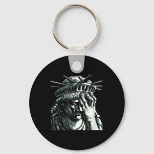 Statue Of Liberty Crying Anti Trump Resist No Keychain
