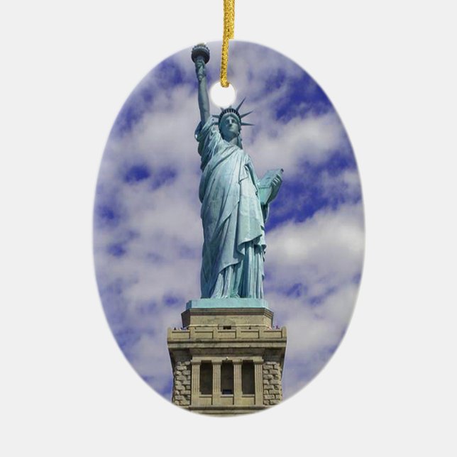 Statue of Liberty, Ellis Island, New York Ceramic Ornament (Front)