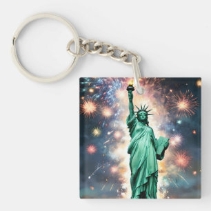Statue Of Liberty Fireworks Independence Day, Keychain