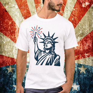 Statue of Liberty Fireworks Patriotic T-Shirt