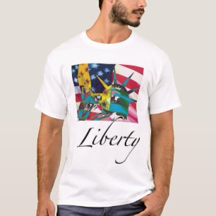 Statue of Liberty & Flag Posterized T-Shirt